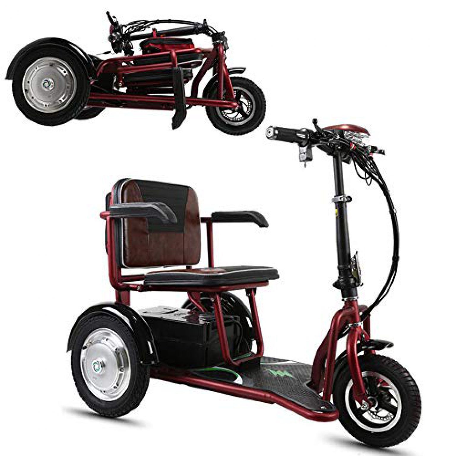 WLY Bicicleta eléctrica Plegable de Tres Ruedas para Adultos 48V20A