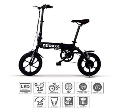 Nilox ebike X2 Plus Plegable Ruedas 16″; Adulto, Unisex, Eléctrica, Negro